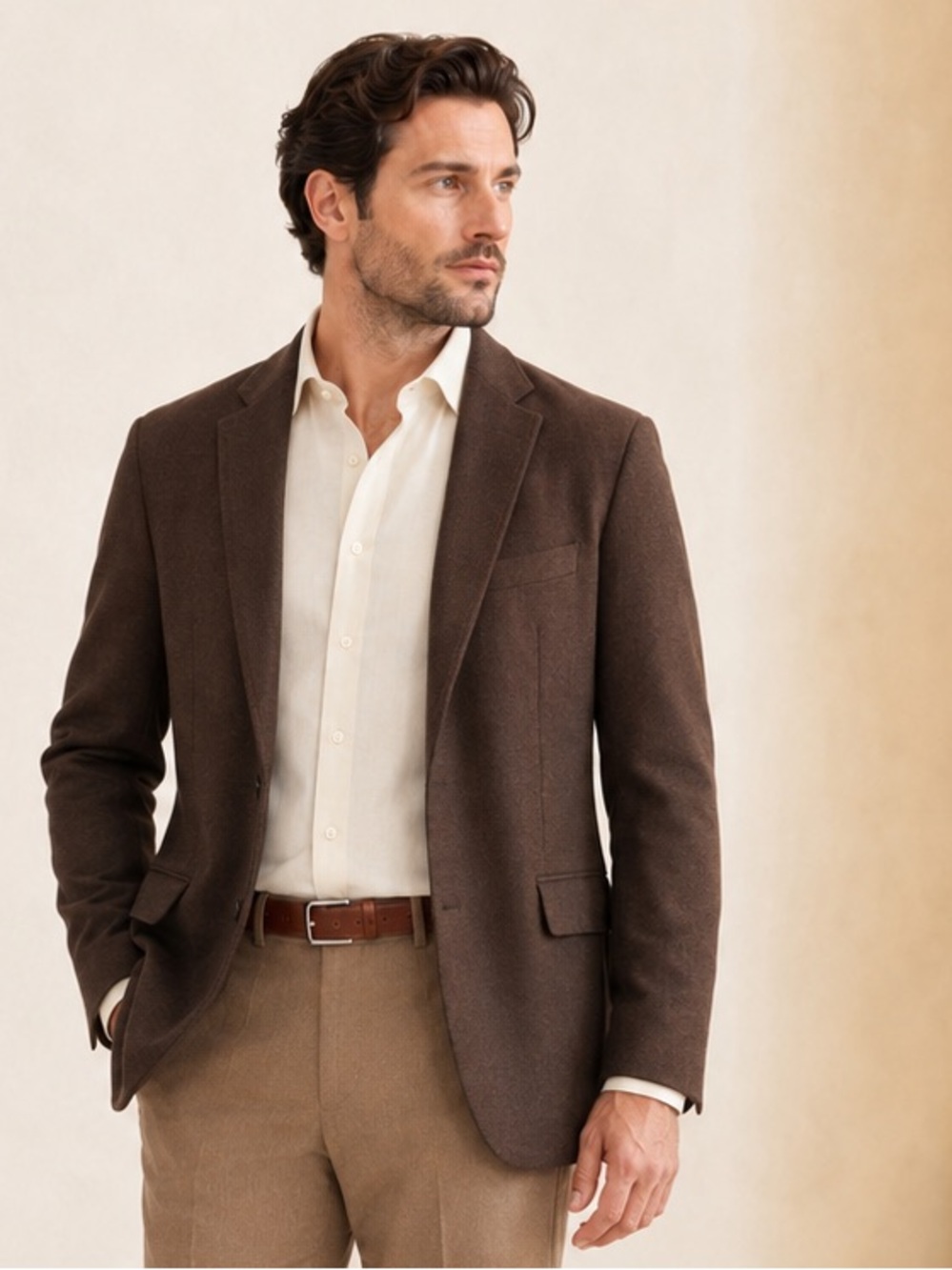 S.C. Soft Men’s Blazer Santo model Cashmere Wool Silk Brown Chocolate Size 46T - Picture 15 of 15